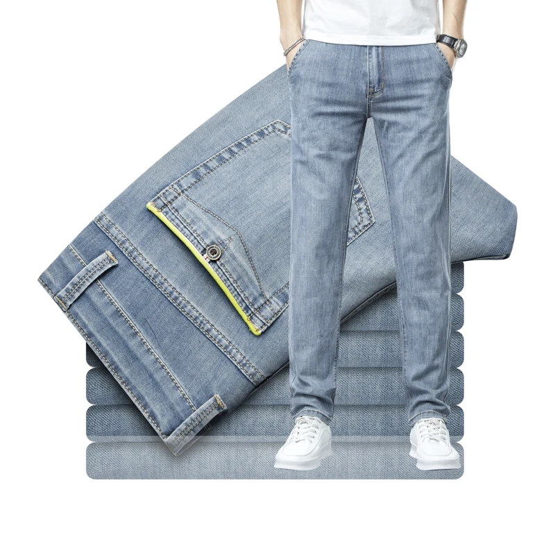 Fashion Brand Clothing Slim Men Summer Autumn Business Casual Jeans 2022 Man Oversize Denim Pants Trousers Baggy Stretch Jeans