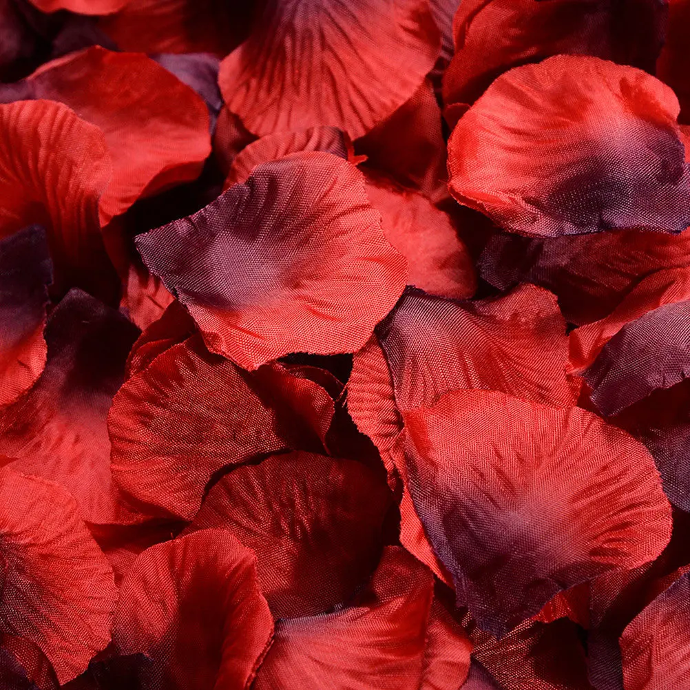 2400Pcs Fabric Artificial Rose Petals Dark Red Simulation Wedding Reception Decorations Flower Basket Supplies