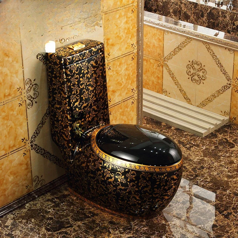 European new classic gold toilet, home egg shape, creative personality, black toilet, water saving color toilet