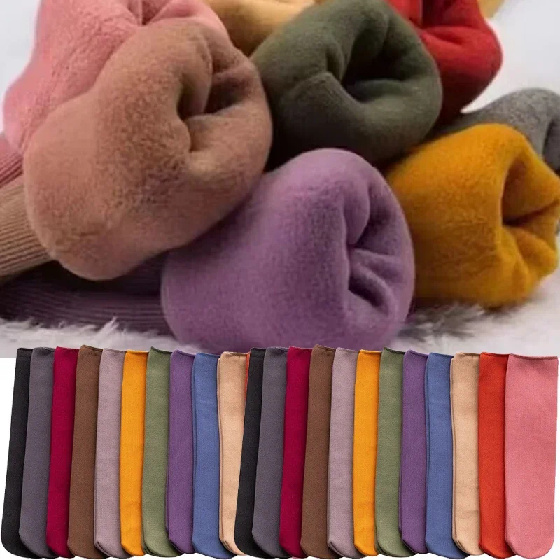 Women's Winter Warm Thicken Wool Socks Super Thicker Solid Cashmere Socks Merino Wool Sock Against Cold Snow Sleep Terry Socking