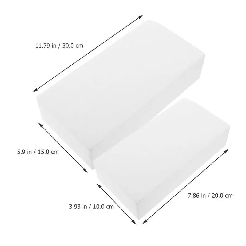  2 Pcs Rectangular Foam Block Blocks for Crafts Crafting Balls Cubes DIY Foams Models Graffiti White Square