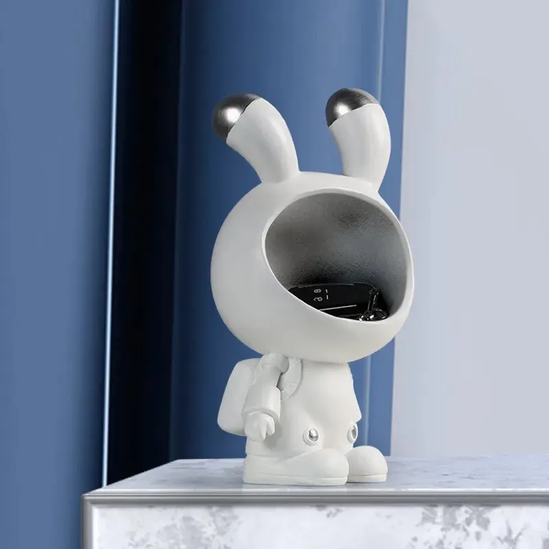 Big Mouth Space Rabbit Statue Storage Nordic Fruit Snacks Candy Porch Ornaments Home Living Room Decoration view 2