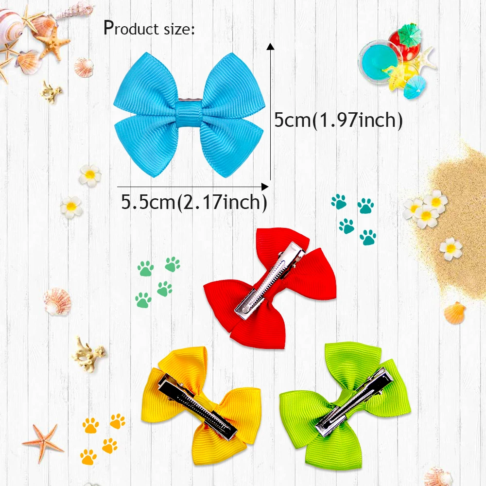 2PCS Solid Dog Bows Dog Hair Clips Pet Bowknot Doggly Hair Grooming Products For Puppy Kitten Dog Hair Barrette Pet Accessories