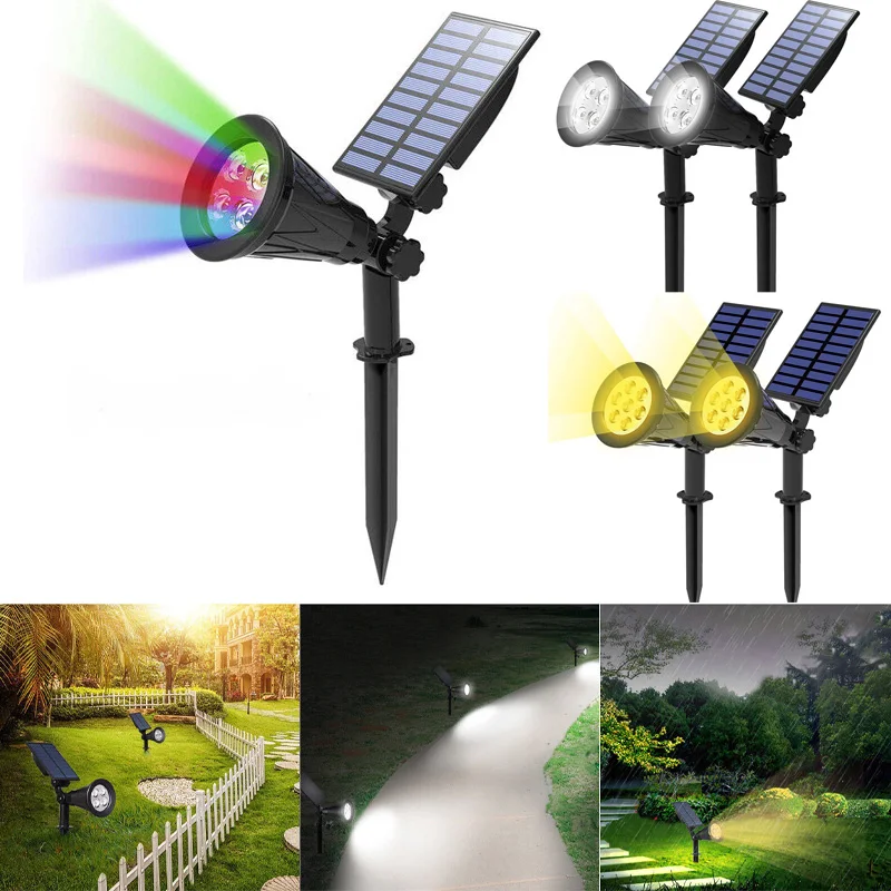 7/9 LED屋外ソーラースポットライト、明るさ調整可能、庭/裏庭/私道/芝生装飾照明用防水スポットライト