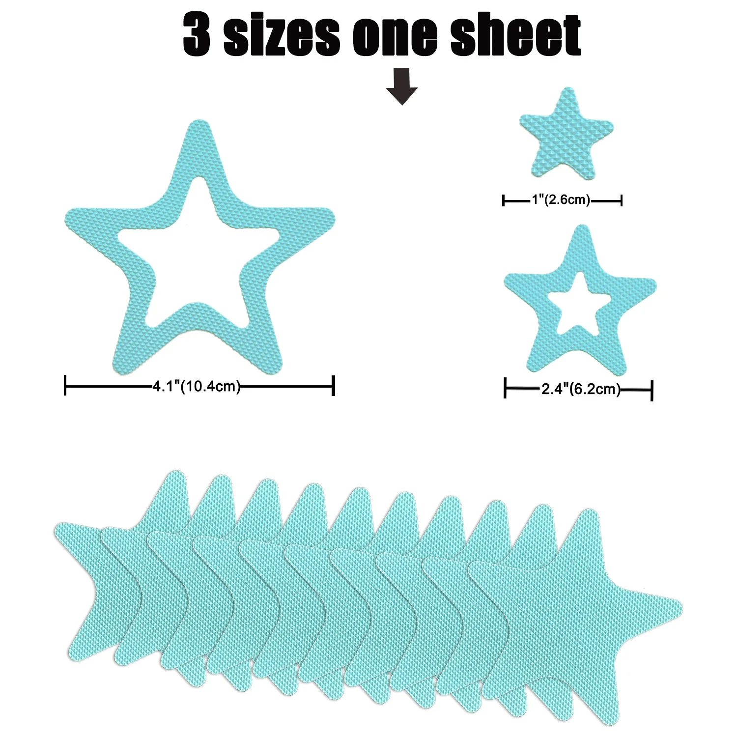 10PCS Blue Five-pointed star Non Slip Bathtub Sticker