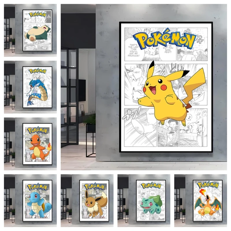 

Pokemon Themed Wall Decorative Painting Pikachu Snorlax Cartoon Characters High Quality Canvas Adding A Vivid Anime Atmosphere