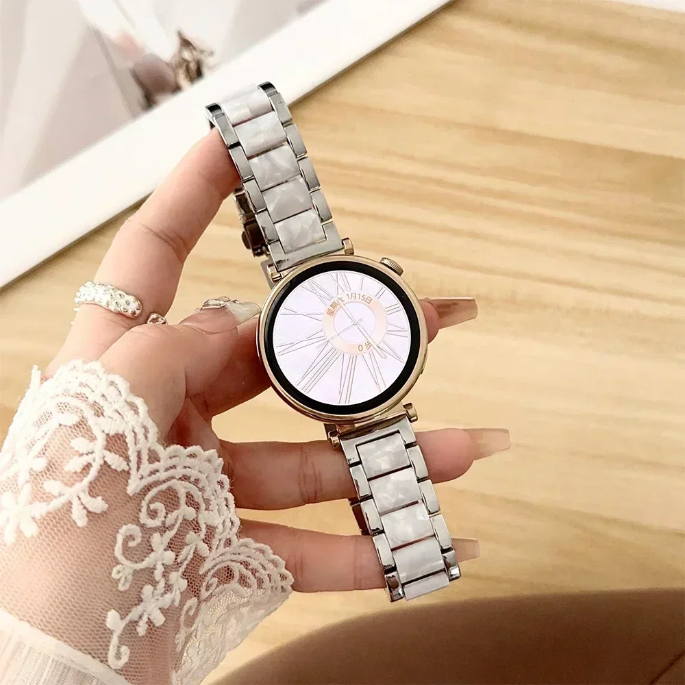 Luxury Women Resin Band for Huawei Watch GT 5 pro 42mm 3 pro 43 46 Stainless Steel Bracelet Strap for huawei gt 4 41 46mm Correa