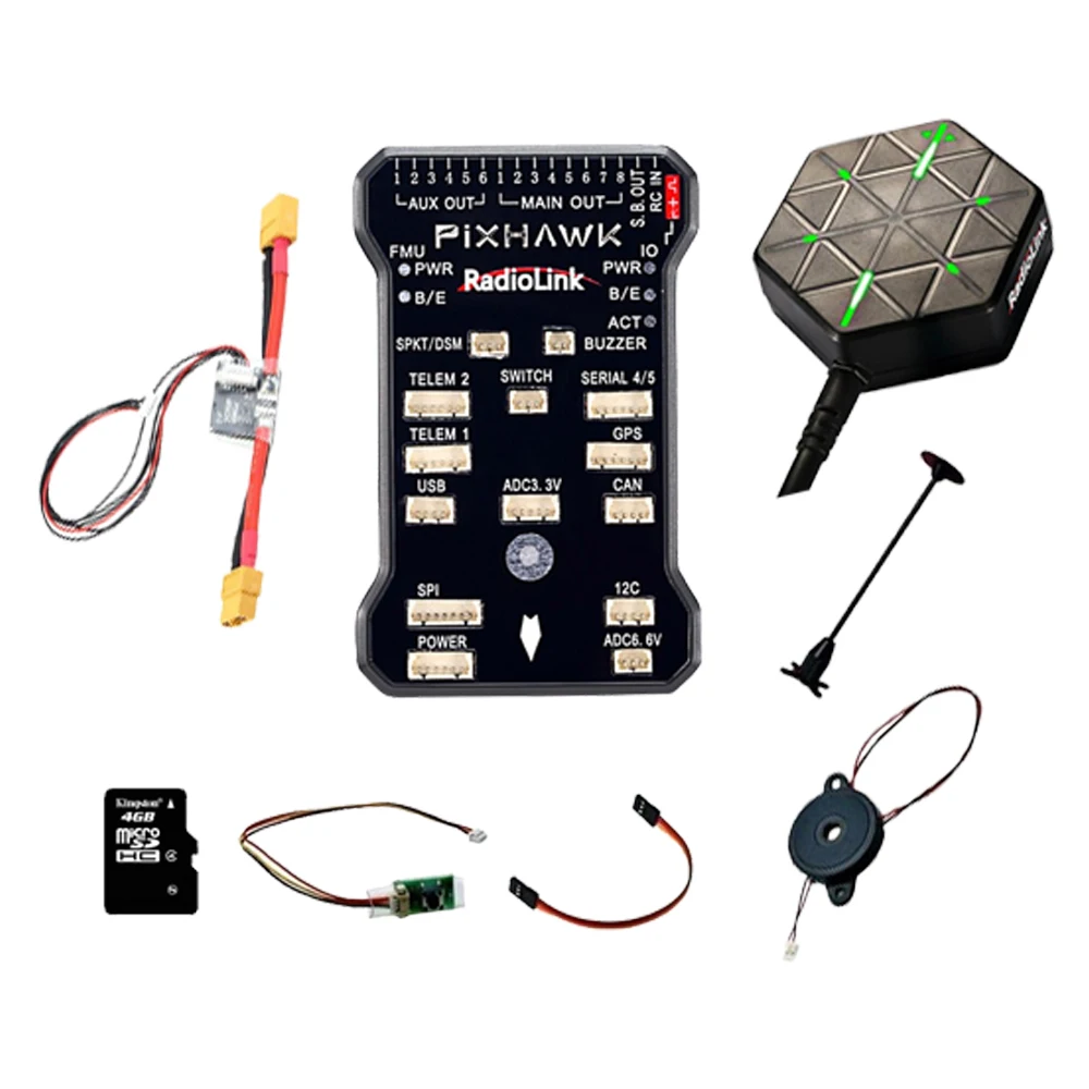 Um controlador de voo Radiolink Pixhawk PIX APM com M8N SE100 GPS Buzzer Suporte GPS para brinquedos controlados remotamente