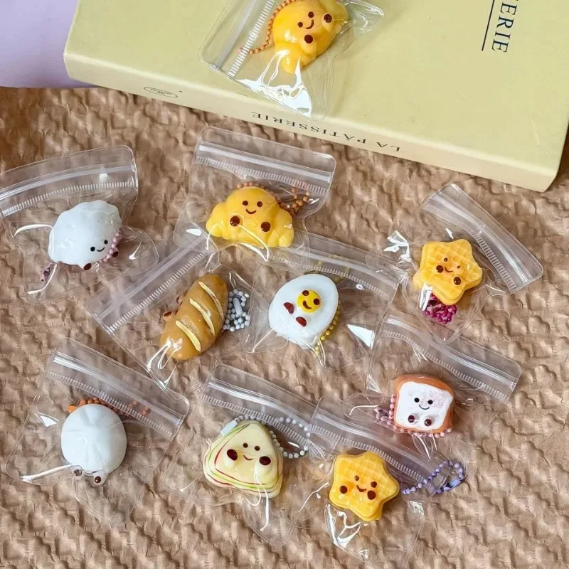 5Pcs Cute Cartoon Food Squeeze Toy Mini Slow Stress Relief Toys Fun Keychain Pendant Decompression Sensory Toys for Adults