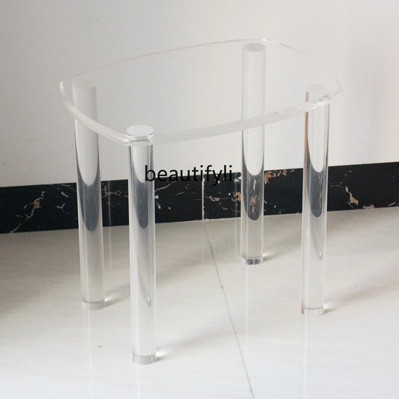 

hj Transparent Acrylic Bench Simple Modern Light Luxury Household Small Transparent Low Stool Creative Stool Customization