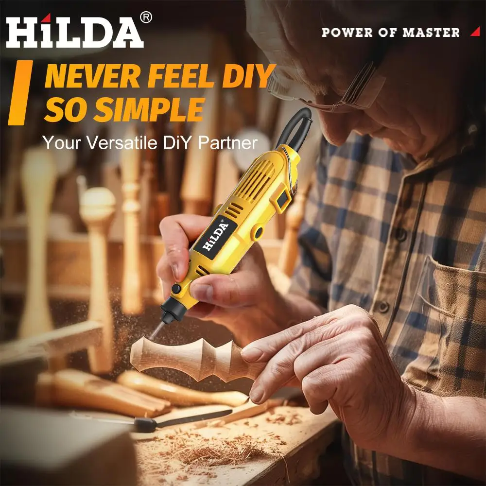 HILDA Drill Electric Carving Cutting Engraving Pen Multi-function Electric Grinder Variable Speed DIY High-Power Rotary Tools