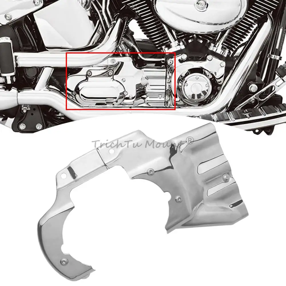 

Chrome Motorcycle Engine Transmission Interface Trim Cover Protector For Harley Softail Fat Boy Heritage Deluxe Slim 2007-2017