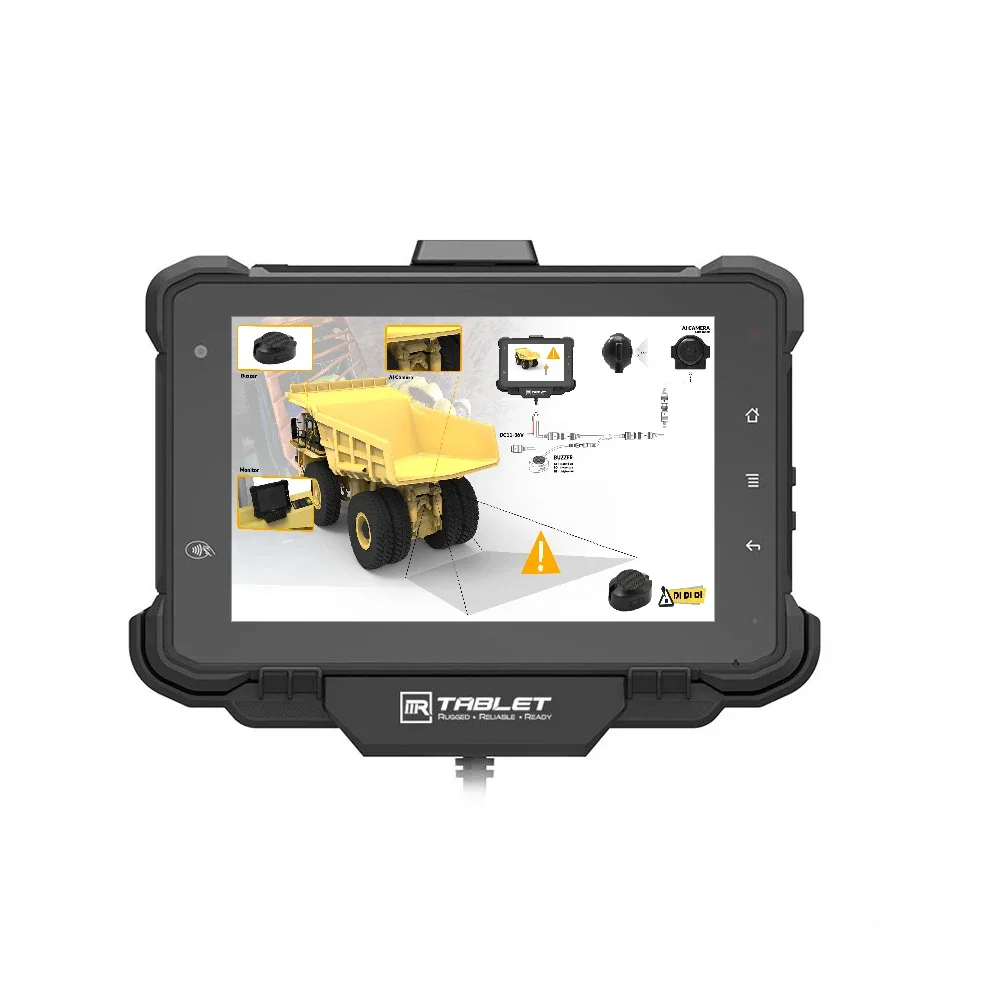 IP67 Waterproof 7 Inch Vehicle Android Rugged Tablet PC With Al Pedestrian Detection Reversing Camera For Mining Truck