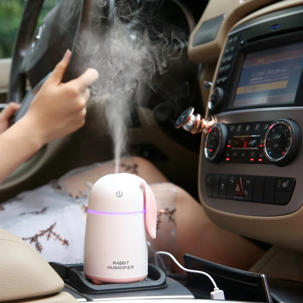 DC 5V USB Mini Water Mist Diffuser Ultrasonic Air Humidifier Creative Cartoon Rabbit Car Atomizer Air Purifier 170ML