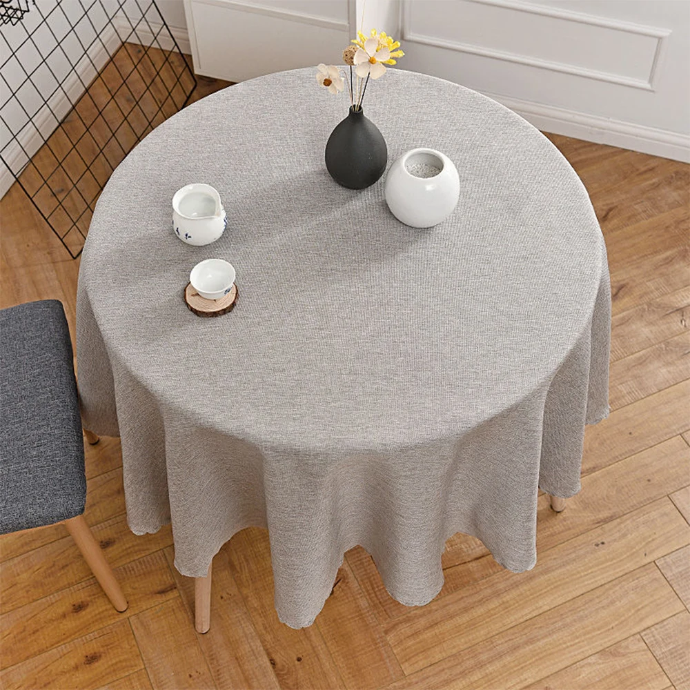 

Round Tablecloth Khaki Table Cover Cotton Linen Table Cloth For Hotel Banquet Birthday Party Tables Decoration