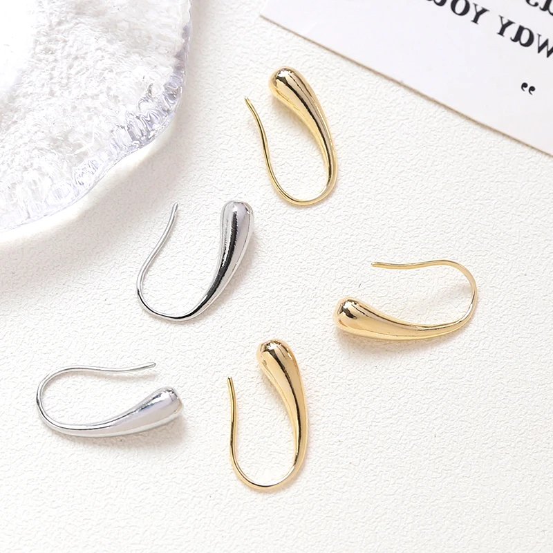 4 pieces  5*20mm  Copper plated with real gold  Water drop ear hook  DIY made jewelry found earring accessories materials