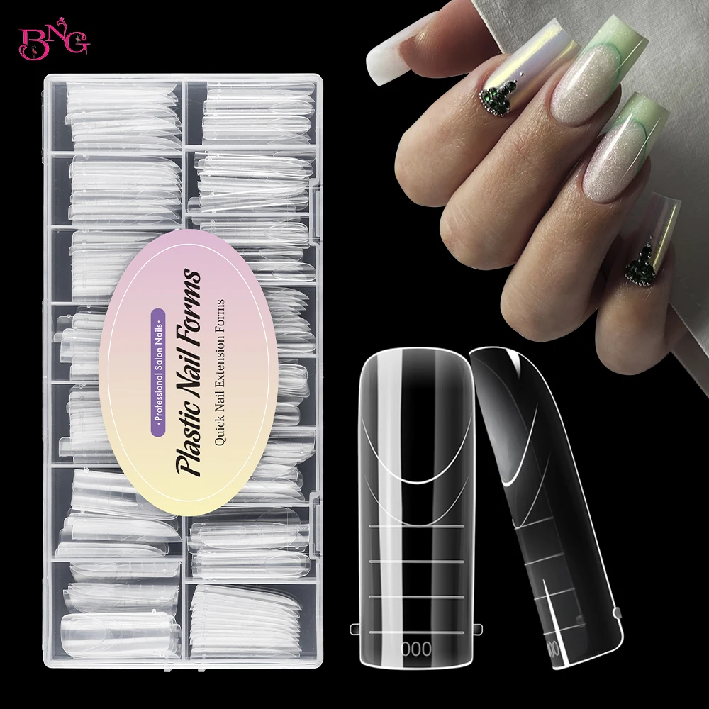 BNG French Nail Dual Form Square Easy Nail Extension Thin Upper Form 140/150pcs Quick Building for Salon-Quality Nails at Home