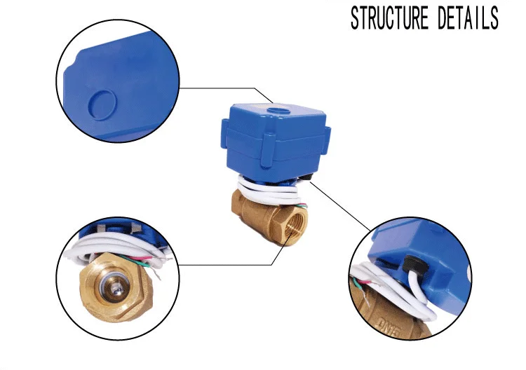 TKFM mini water automatic shut off cr02 dc9 24v electric brass ball valve dn8 dn15  dn20