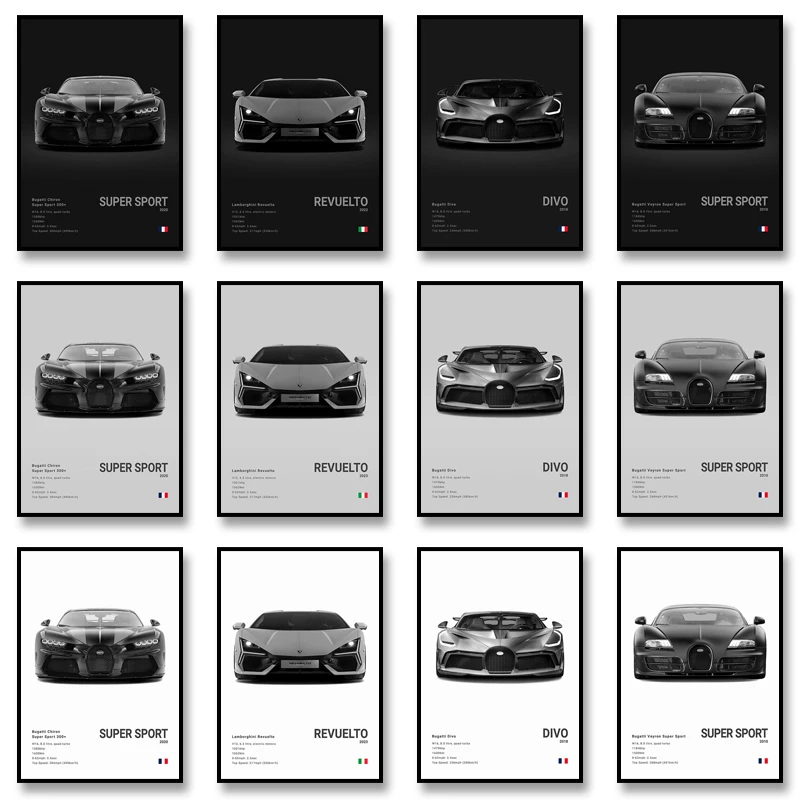 Image of Berühmte Autos Super Sport Wandkunstdruck Poster M4 P1 DIVO STO SVJ Dekoration Wandbild Moderne Heimdekoration Geburtstagsgeschenk Ungerahmt