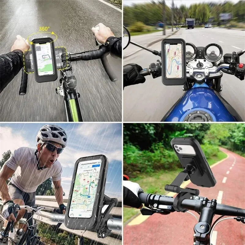 Bike Phone Support Waterproof Cover Type Case Bike Motorcycle Handlebar Rear View Mirror Stand Holder For Mobile Phone