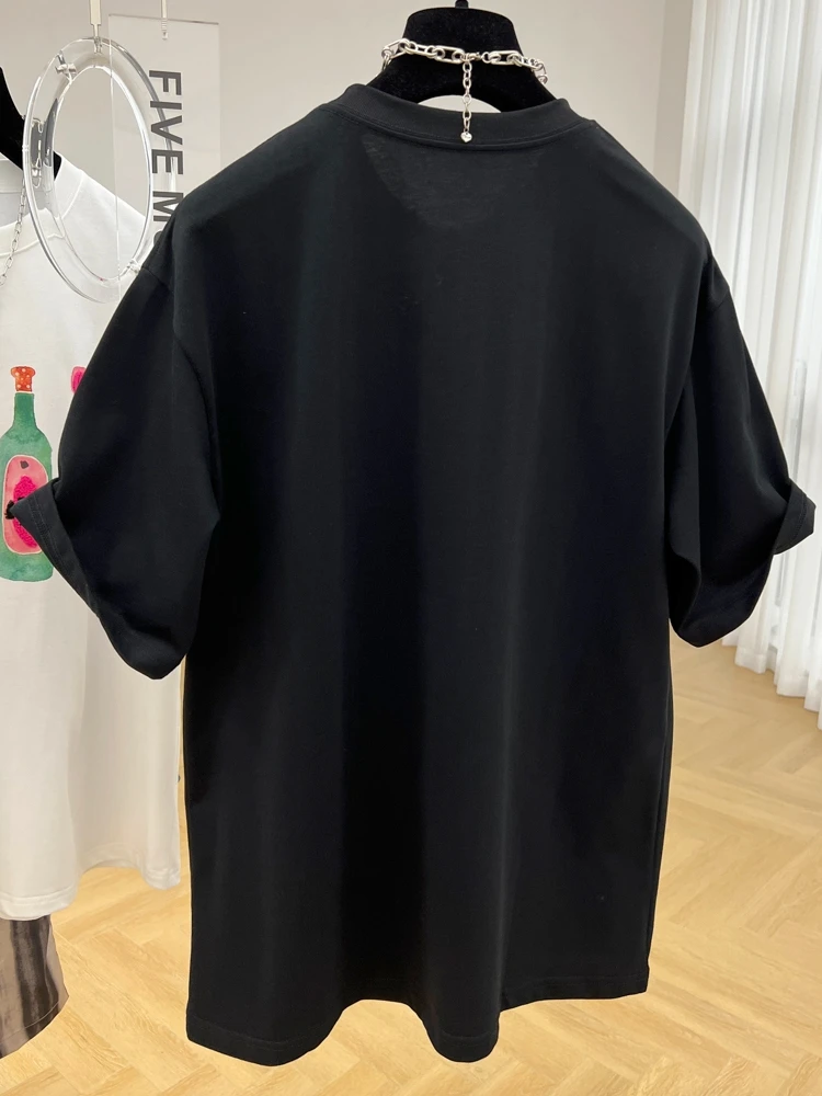 plus Size 300 Pou Large Version Loose Fit Pure Cotton round Ne ort Sve T-irt Women Summer Unique Print f Sv...