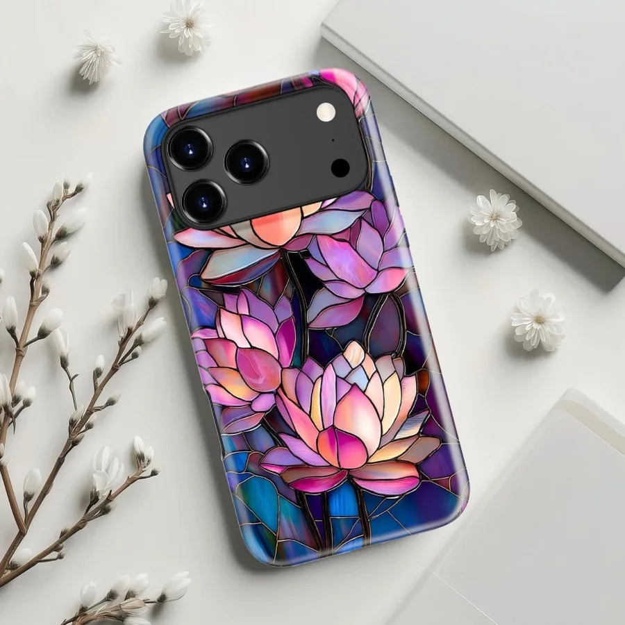 حافظة لهاتف iPhone 17 Pro شحن لاسلكي متوافقة مع طبقة مزدوجة من السيليكون الناعم + غلاف صلب مع تصميم زهرة برية جمالية لطيفة