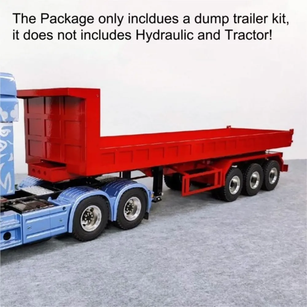 Remorque RC 3 axes 1/14, télécommande en métal, lit bas, jambes électriques pour Tamiyaya LESU RC tracteur camion voiture jouets modèle