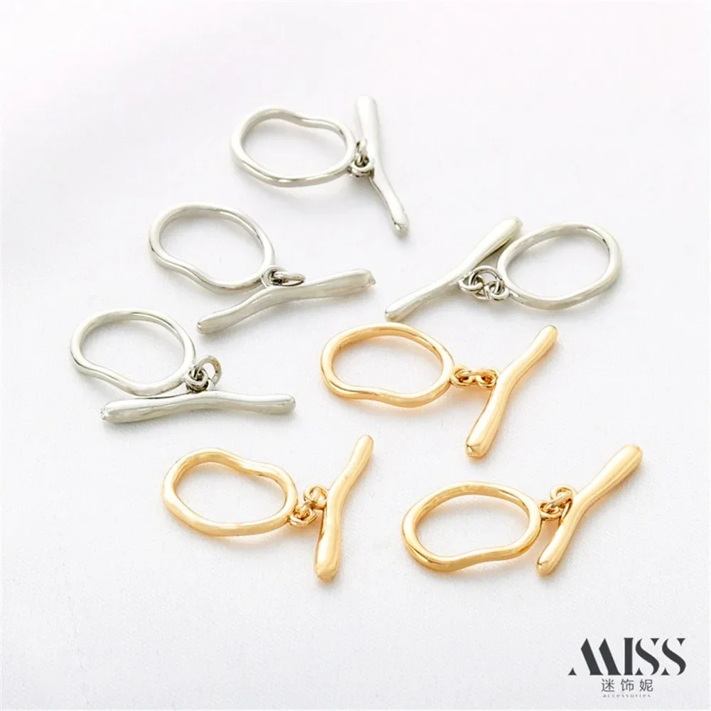 14K Gold Color Protection Irregular Oval OT Buckle DIY Handmade Bracelet Necklace Connection Ending IQ Buckle Accessories