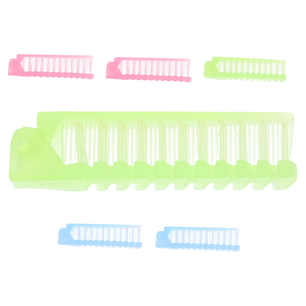 

6pcs Folding Hair Travel Size Small Foldable Pocket Brush Compact Combs For Women Gentle Comb Curly Straight Thick Hair