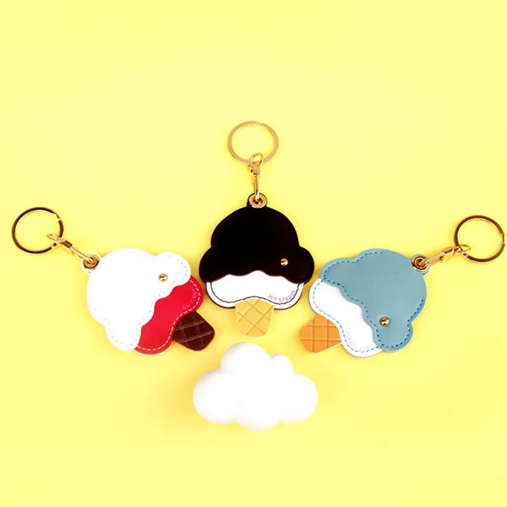 Ice Cream Shape Bag Charm Ice Cream Shape Keychain Pendant Imitation Leather Bag Charm Access Control Card Holder for Everyday