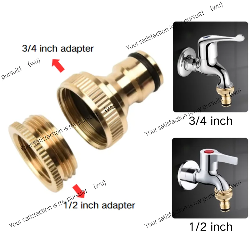 Brass Garden Hose Tap Adapter 3/4" & 1/2" Threaded Faucet Quick Connector Water Pipe Fitting for Irrigation, Car Wash, Home Use 3