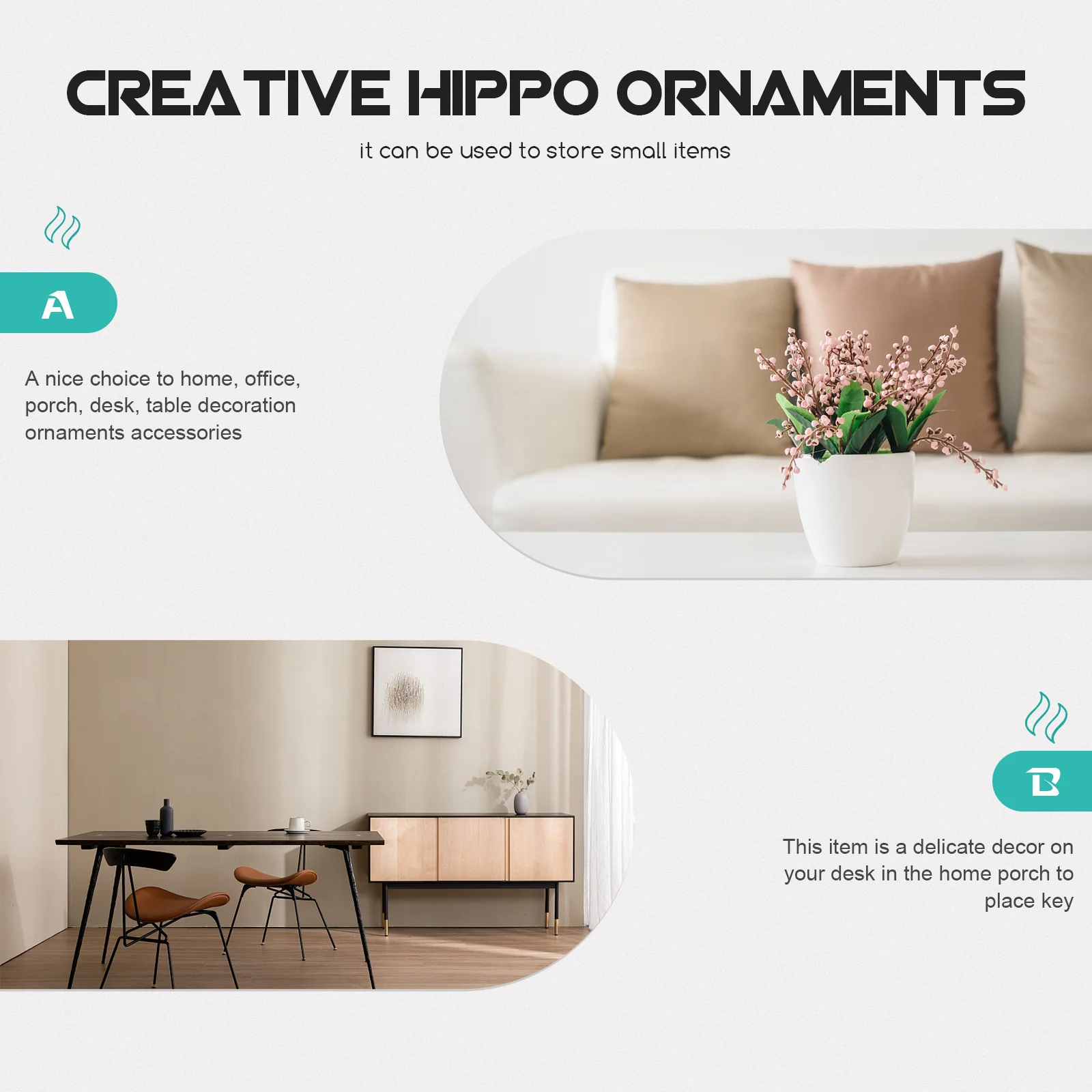 

1Pcs Hippo Storage Decor - Creative Resin Key Holder for Desk Home Office Porch Table Lovely Sundry Container Festival Gift