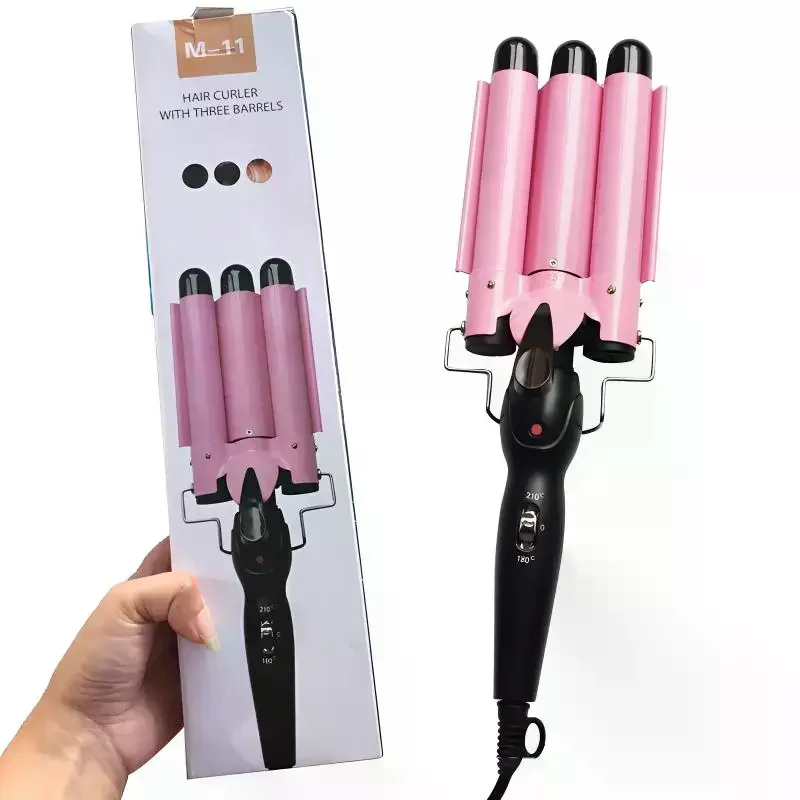 

Professional Triple Barrels Hair Curler Ceramic Tourmaline Technology Fast Heating Anti Scalding Hair Styler Long Lasting Waves