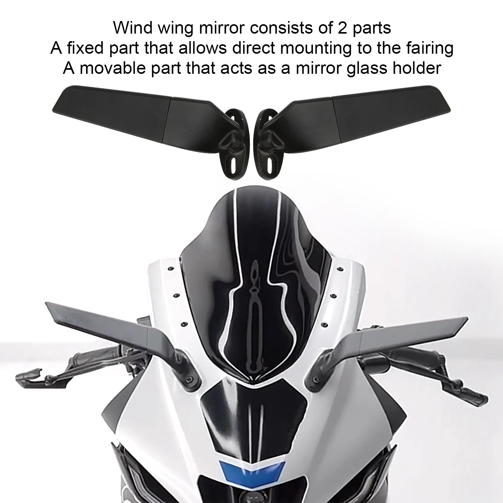 2pcs Motorcycle Rearview Mirror Adjustable Rotating Wind Wing Mirror Replacement for Ninja 250 300 H2 H4 image 5