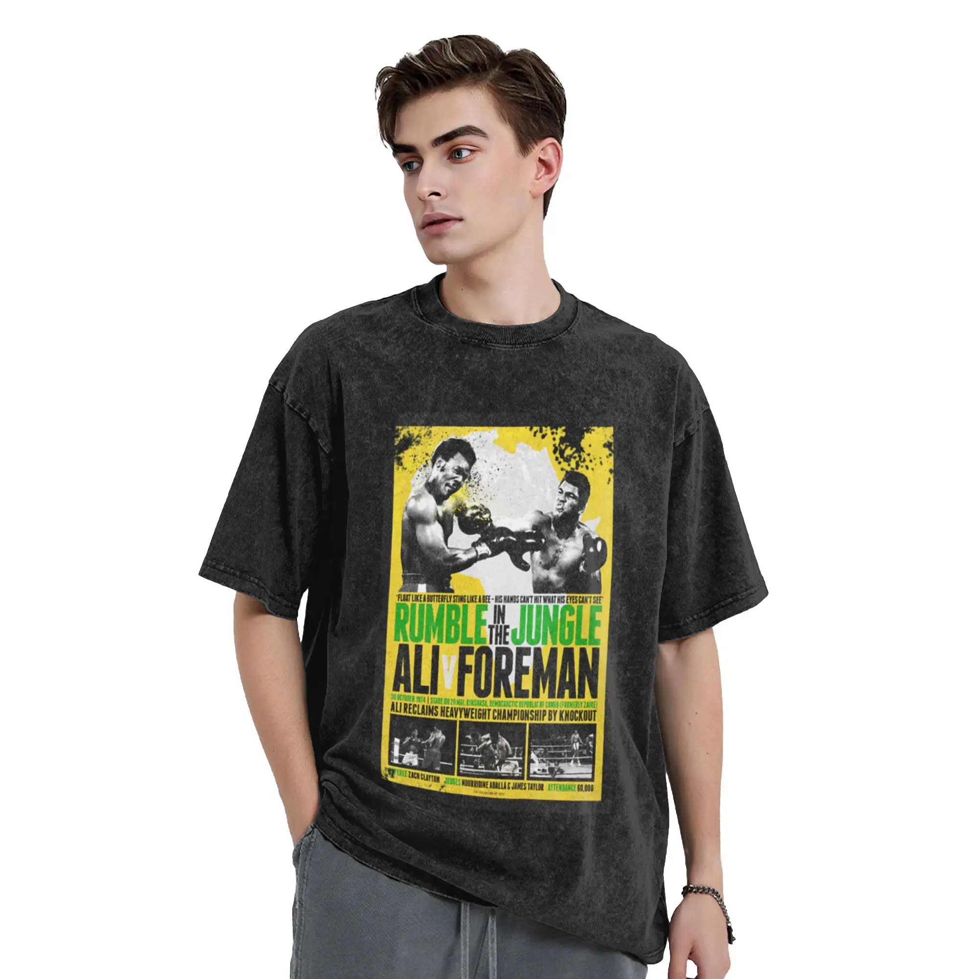 the greatest vs big george grunge poster promo Classic Trendy A T-Shirt Oversized Short Sleeve Men's Women's Cotton Tees Tops