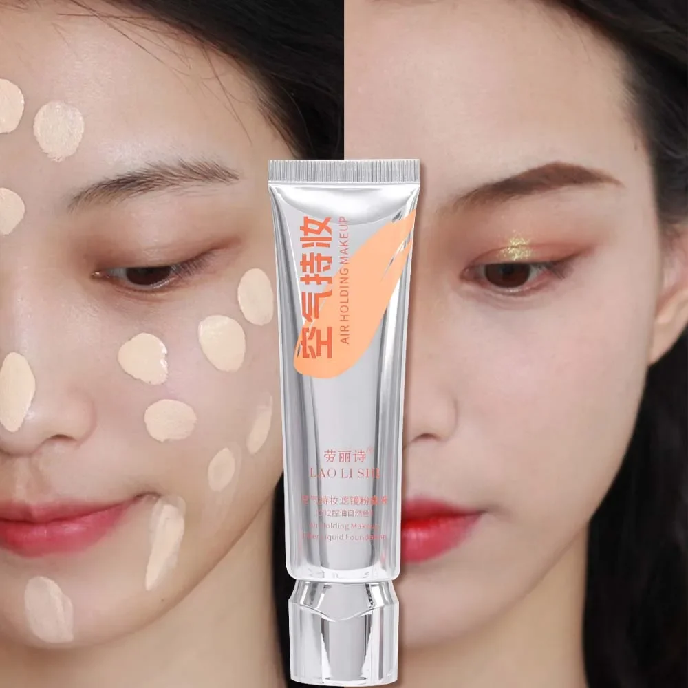 Waterproof Liquid Foundation Face Makeup Base Moisturizing Full Cover Acne Scars Concealer BB Cream with Brush Korean Cosmetics