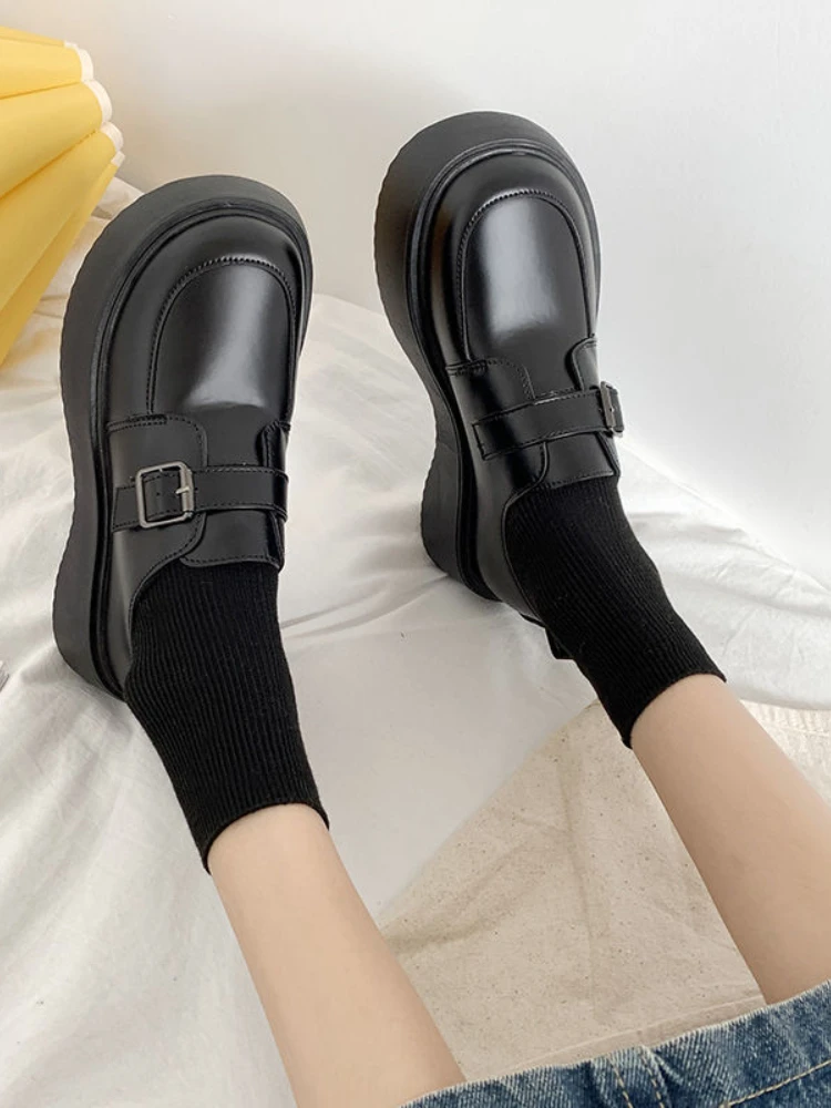 Mary Janes Japanese Style Shoes Woman Non Slip Vintage Black Shoes Casual Flat Fashion Pumps Girl Round Toe Slim 2022 Autumn