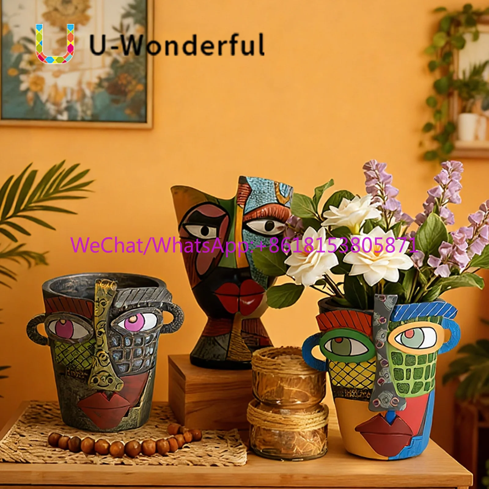 Art flower pot Color special-shaped flower ware Home decoration ornament Flower arrangement Art vase