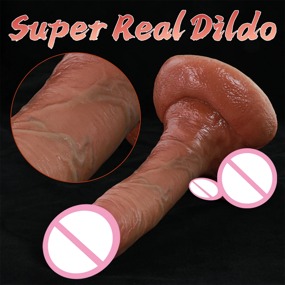 Super Real Skin  Dildo Double-layer Silicone Suction Cup Dildos Soft Sexy Huge Realistic Penis For Women Vaginal Dick Sex Toys