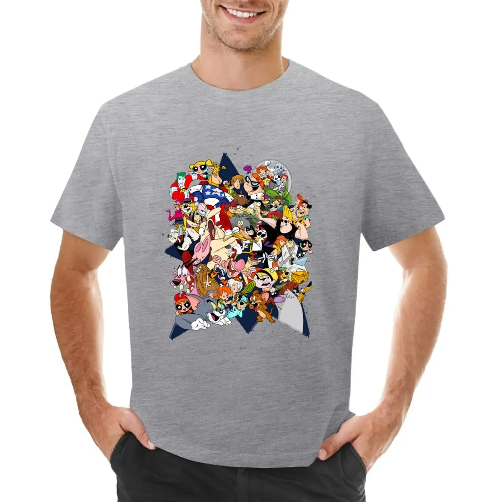 

90s Nostalgia Cartoon Network T-shirt korean fashion oversizeds graphics plain black t shirts men