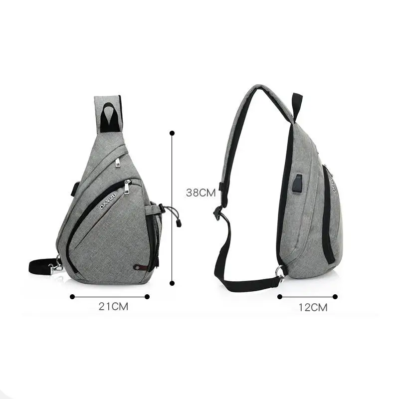 Sac à dos asymétrique pour hommes et femmes, sacoche à bandoulière USB pour garçons, cyclisme, sport, voyage, polyvalent, à la mode, pour étudiants,