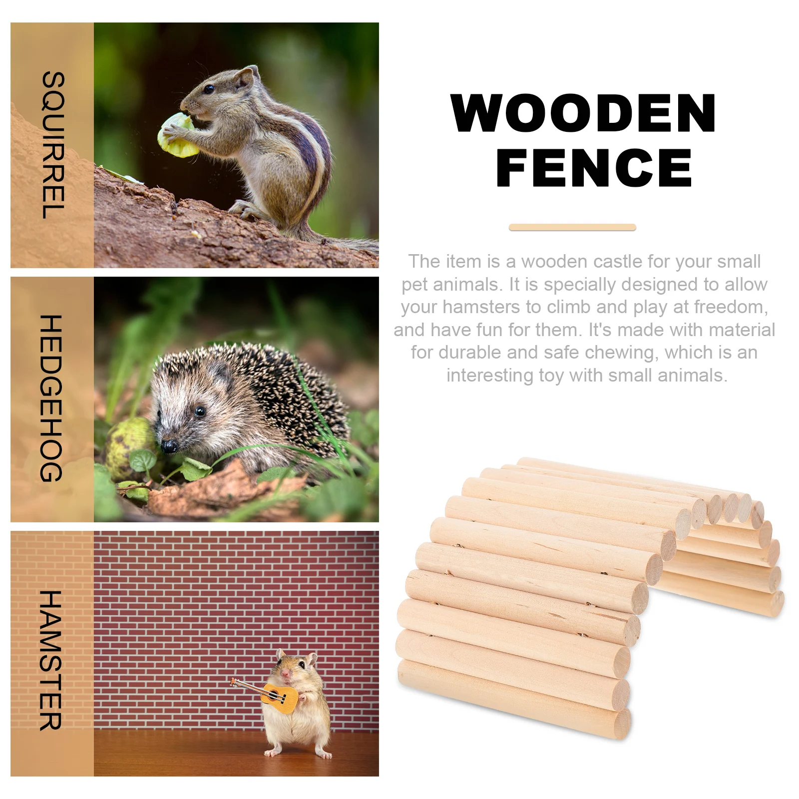 

Wooden Hamster Ladder Toy Small Animals Climbing Stairs Durable Bite Resistant Pet Exercises Balance Great Gift Hamster Cage