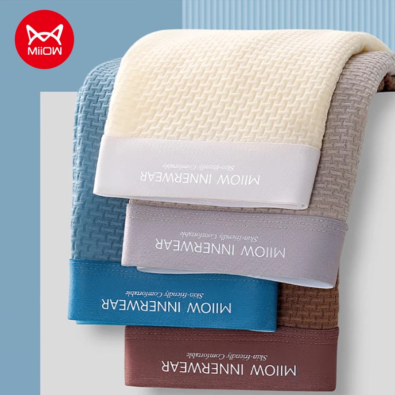 

MiiOW 3Pcs Softness Jacquard Ice Silk Men Boxershorts 10A Antibacterial Men's Panties Breathable Underwear Man Boxers Underpants