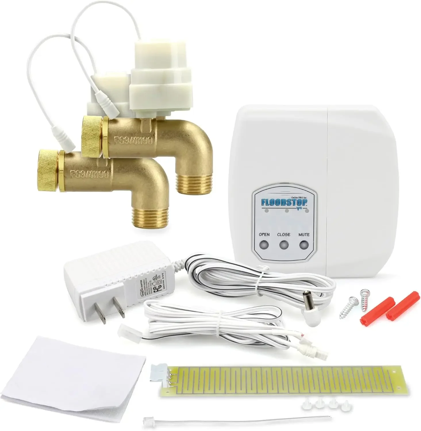 Washing Machine Leak Detector Kit with Automatic Water Shut-Off and Visual/Audible Alarms, 3/4