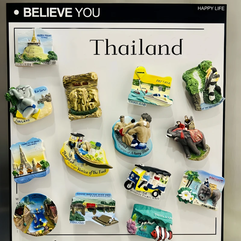 تايلاند، فوكيت، بانجكوك، كرابي، فيل، مجسم ثلاثي الأبعاد، هدايا تذكارية للسياحة، لوحة راتينج، ديكور منزلي، مغناطيس الثلاجة #1