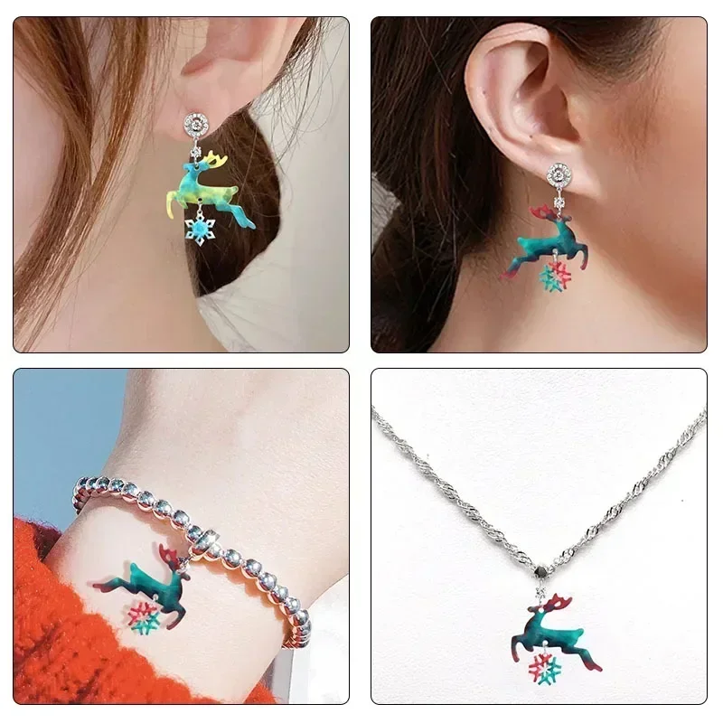 Snowflake Deer Earrings Pendant Drip Resin Molds Mini Christmas Accessories Silicone Mould for Wholesalers