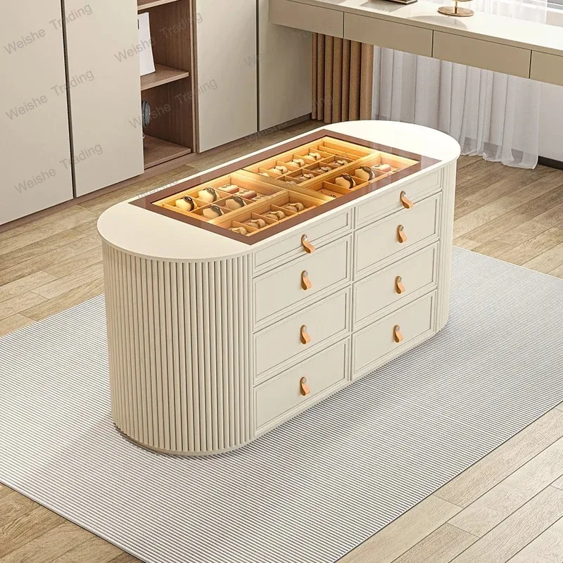 

bedroom storage cabinet modern simple jewelry display cabinet cloakroom mid-island table chest ofdrawers chest of drawers master