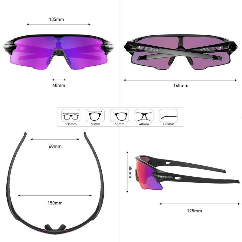 SCVCN-Lunettes de soleil polarisées pour hommes et femmes, lunettes de vélo, lunettes de vélo, lunettes de pêche, UV400, sport, course, VTT,