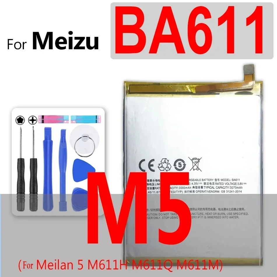 BA612 Bateria do Meizu 5S M5S M5 Meilan 5 M3 M3S/M3S mini M3 Note M611H M612Q M612M Y685Q M688Q M681H L681H BT6 BA611