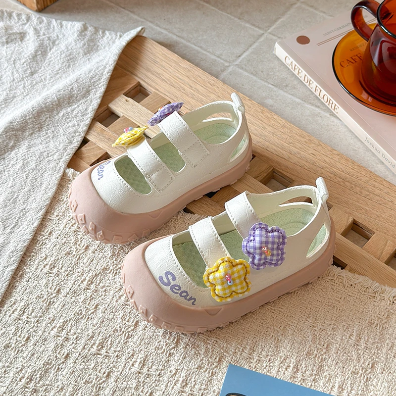 Mumoresip Girls Sports Sandals Toes Capped Non-slip Kids Princess Sandals Cute Flowers 2026 Summer New Children Casual Shoes
